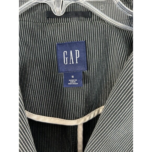 Gap Black Pinstripe Blazer Notch Collar Women Size 6 Academia Career Business - Picture 9 of 9
